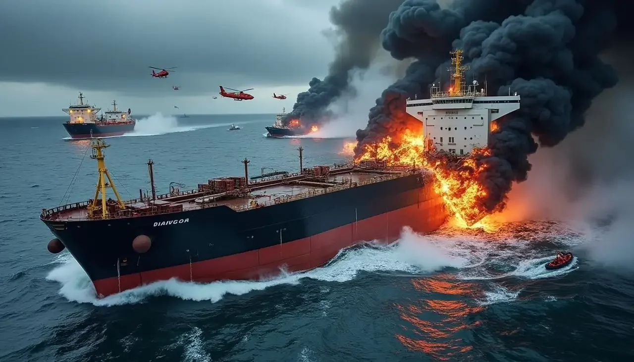 Collision en mer du Nord : un pétrolier et un cargo s'entrechoquent au large des côtes anglaises, les opérations de sauvetage sont lancées