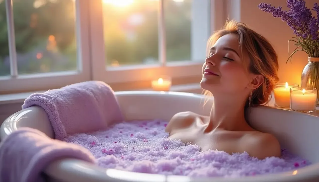 Prendre un bain relaxant avec des sels parfumés