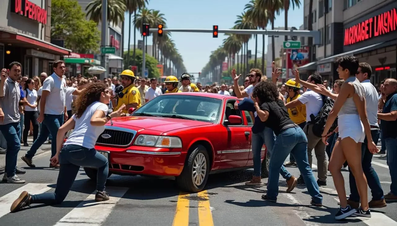 Une violence insoupçonnée : une voiture percute la foule à Los Angeles, causant 28 blessés, les témoins partagent leurs récits