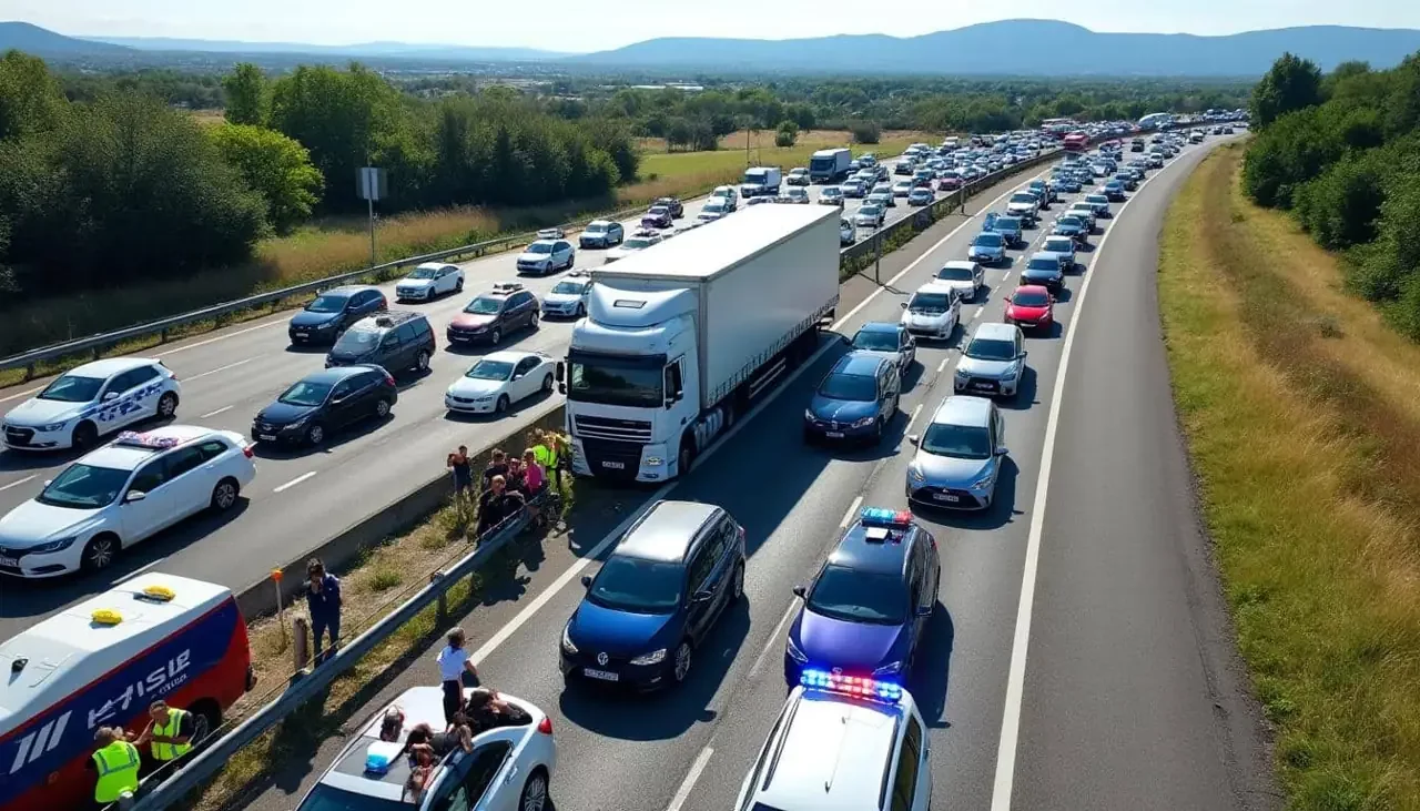 Un camion percute sur l'A9 : l'autoroute bloquée aux alentours de Nîmes, entraînant 10 km de ralentissements