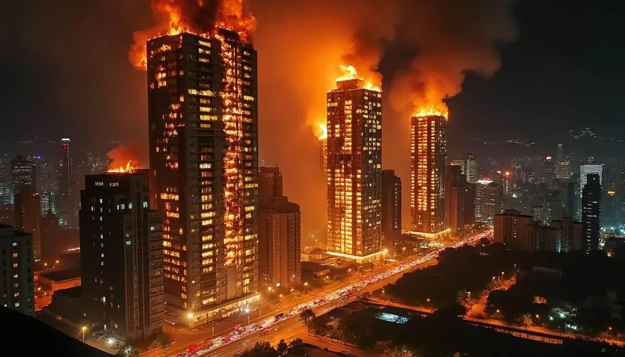 Fuite dramatique : des images impressionnantes de gratte-ciels en flammes à Hong Kong